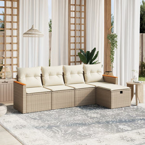 Set Divano da Giardino 5 pz con Cuscini Beige in Polyrattancod mxl 113759