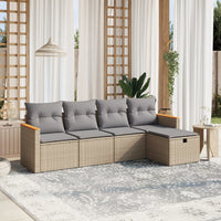 Set Divano da Giardino 5 pz con Cuscini Beige Misto Polyrattancod mxl 90874