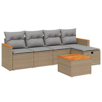 Set Divano da Giardino 6 pz con Cuscini Beige Misto Polyrattan 3265294