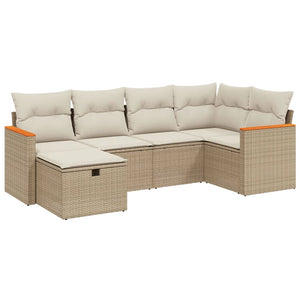 Set Divano da Giardino 6 pz con Cuscini Beige in Polyrattan 3265300