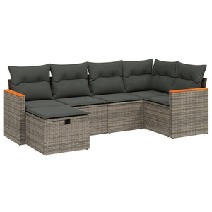 Set Divano da Giardino 6 pz con Cuscini Grigio in Polyrattan 3265302