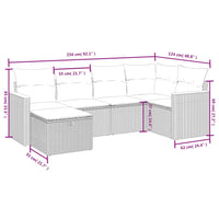 Set Divano da Giardino 6 pz con Cuscini Grigio in Polyrattan 3265302