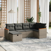 Set Divano da Giardino 6 pz con Cuscini Grigio in Polyrattan 3265302