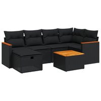 Set Divani da Giardino con Cuscini 7pz Nero Polyrattan 3265304