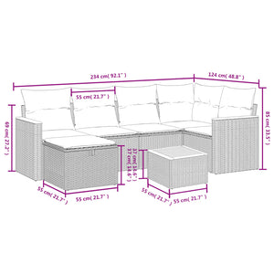 Set Divani da Giardino con Cuscini 7pz Nero Polyrattan 3265304