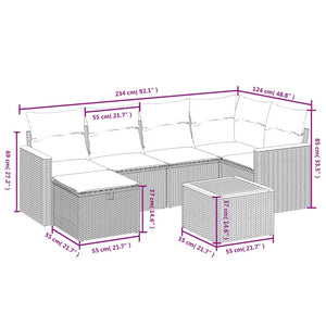 Set Divano da Giardino 7 pz con Cuscini Beige Misto Polyrattancod mxl 113762