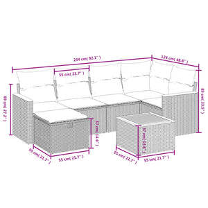 Set Divani da Giardino 7 pz con Cuscini Grigio in Polyrattancod mxl 89758