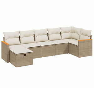 Set Divani da Giardino 7 pz con Cuscini Beige in Polyrattancod mxl 89762