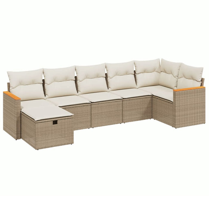 Set Divani da Giardino 7 pz con Cuscini Beige in Polyrattancod mxl 89762