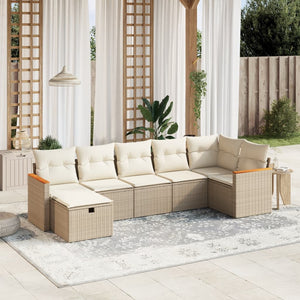 Set Divani da Giardino 7 pz con Cuscini Beige in Polyrattancod mxl 89762