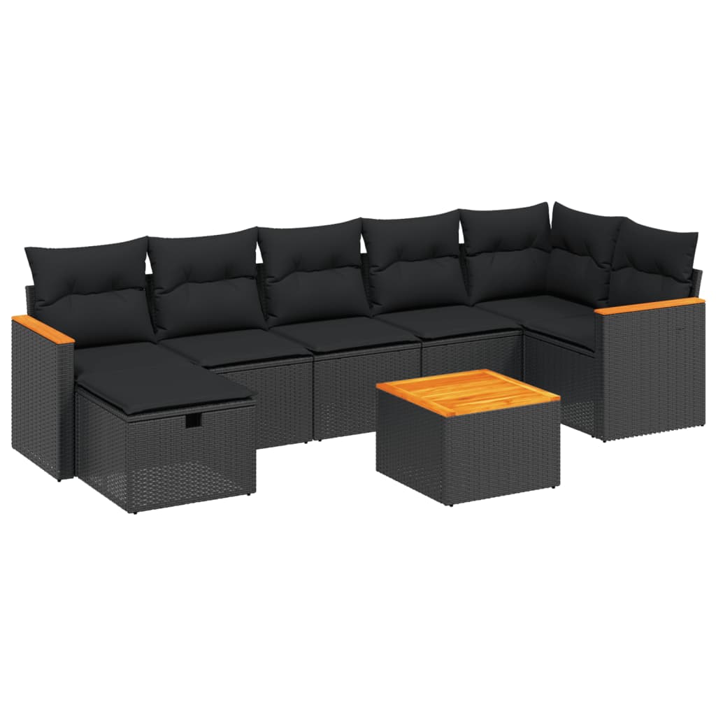 Set Divani da Giardino con Cuscini 8 pz Nero in Polyrattan 3265318