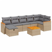 Set Divano da Giardino 8 pz con Cuscini Beige Misto Polyrattan 3265322