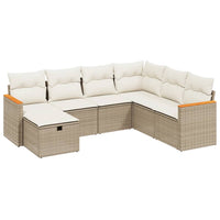 Set Divani da Giardino 7 pz con Cuscini Beige in Polyrattan 3265328