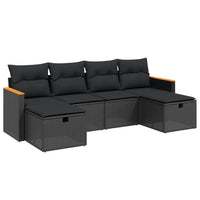 Set Divano da Giardino 6 pz con Cuscini Nero in Polyrattan 3265339