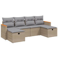 Set Divano da Giardino 6 pz con Cuscini Beige Misto Polyrattancod mxl 113765