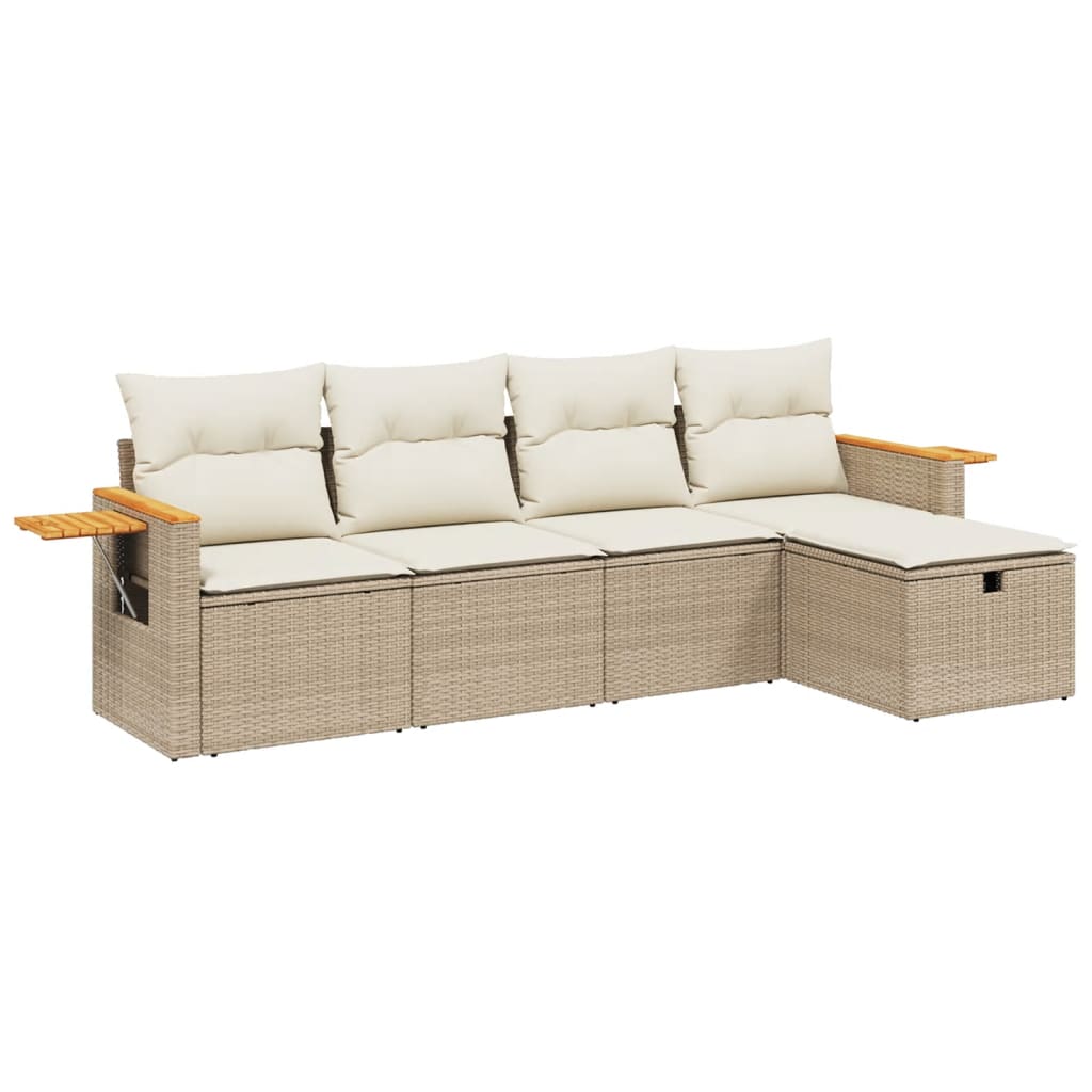 Set Divano da Giardino 5 pz con Cuscini Beige in Polyrattancod mxl 89765