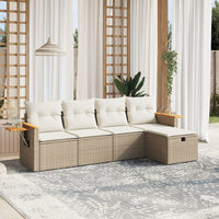 Set Divano da Giardino 5 pz con Cuscini Beige in Polyrattancod mxl 89765