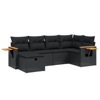 Set Divano da Giardino 6 pz con Cuscini Nero in Polyrattan 3265514