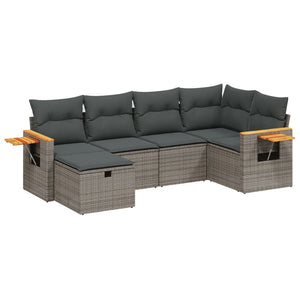 Set Divano da Giardino 6 pz con Cuscini Grigio in Polyrattan 3265519