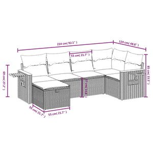 Set Divano da Giardino 6 pz con Cuscini Grigio in Polyrattan 3265519