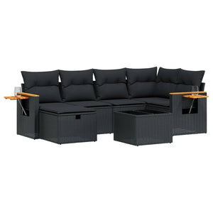 Set Divani da Giardino con Cuscini 7pz Nero Polyrattancod mxl 113767