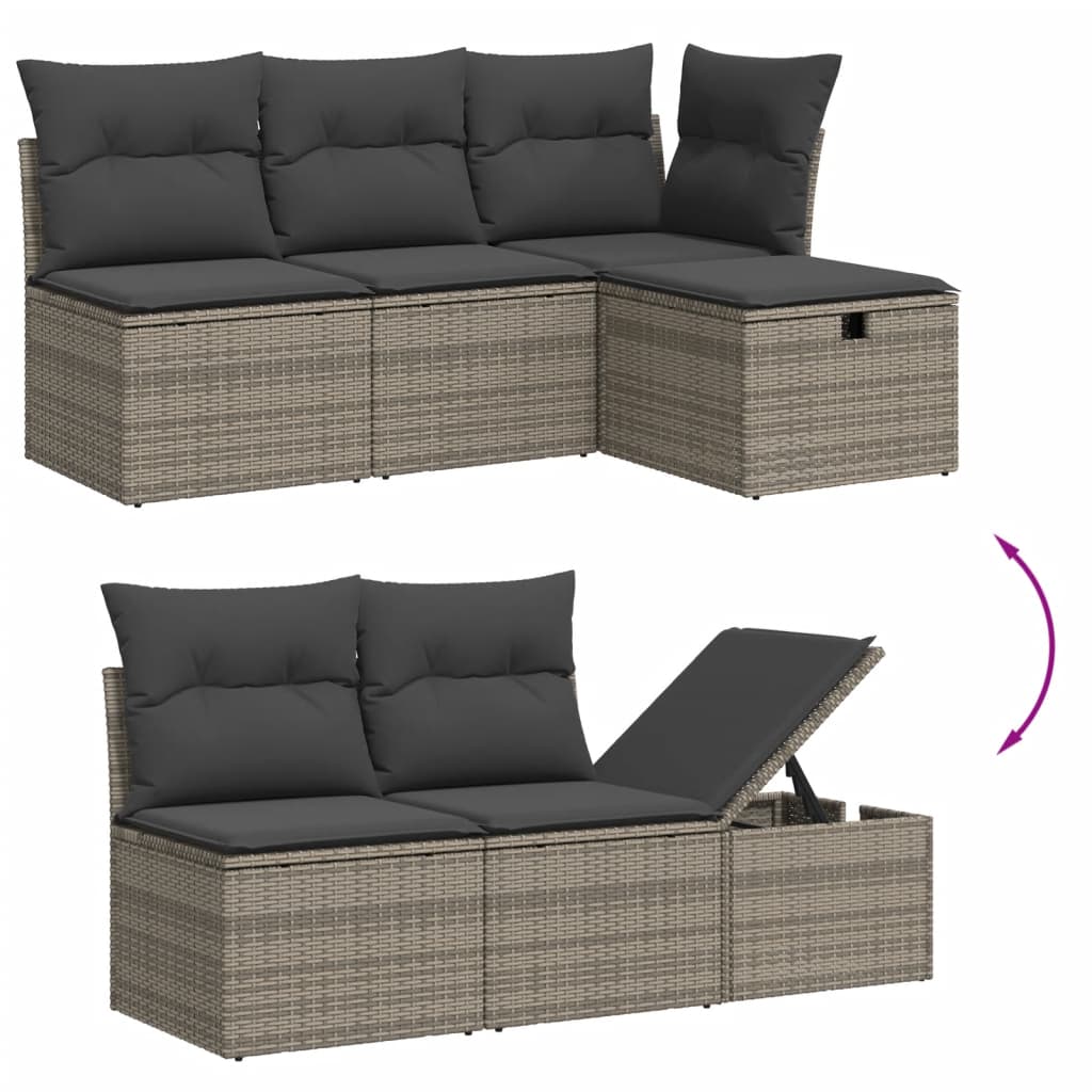 Set Divani da Giardino 7 pz con Cuscini Grigio in Polyrattan 3265526