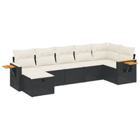 Set Divani da Giardino con Cuscini 7pz Nero Polyrattan 3265529