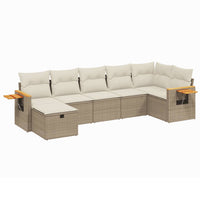 Set Divani da Giardino 7 pz con Cuscini Beige in Polyrattan 3265531