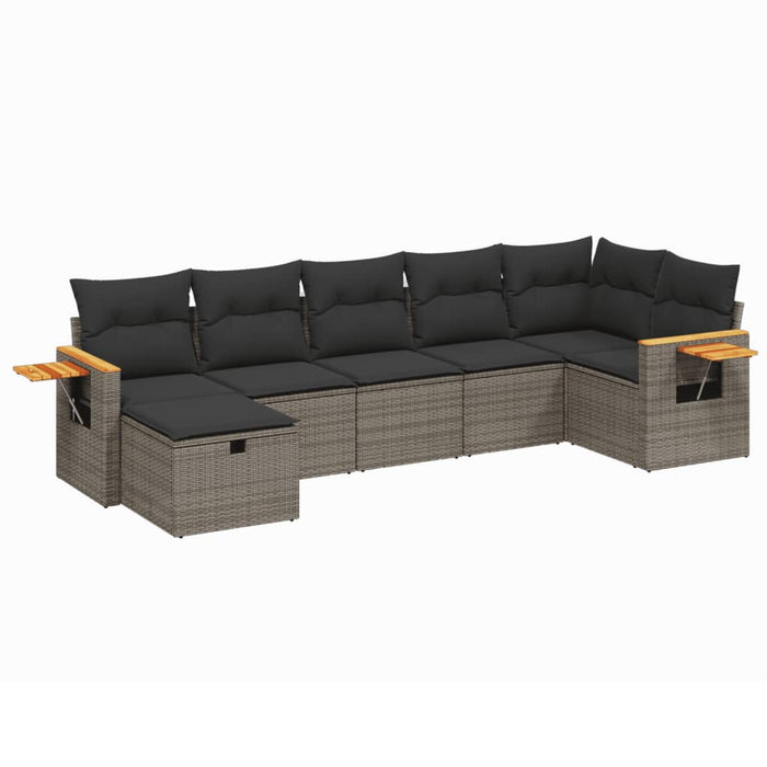 Set Divani da Giardino 7 pz con Cuscini Grigio in Polyrattan 3265533