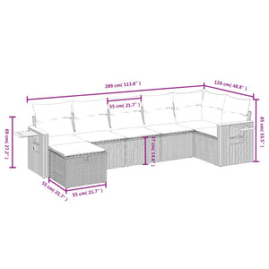 Set Divani da Giardino 7 pz con Cuscini Grigio in Polyrattan 3265533