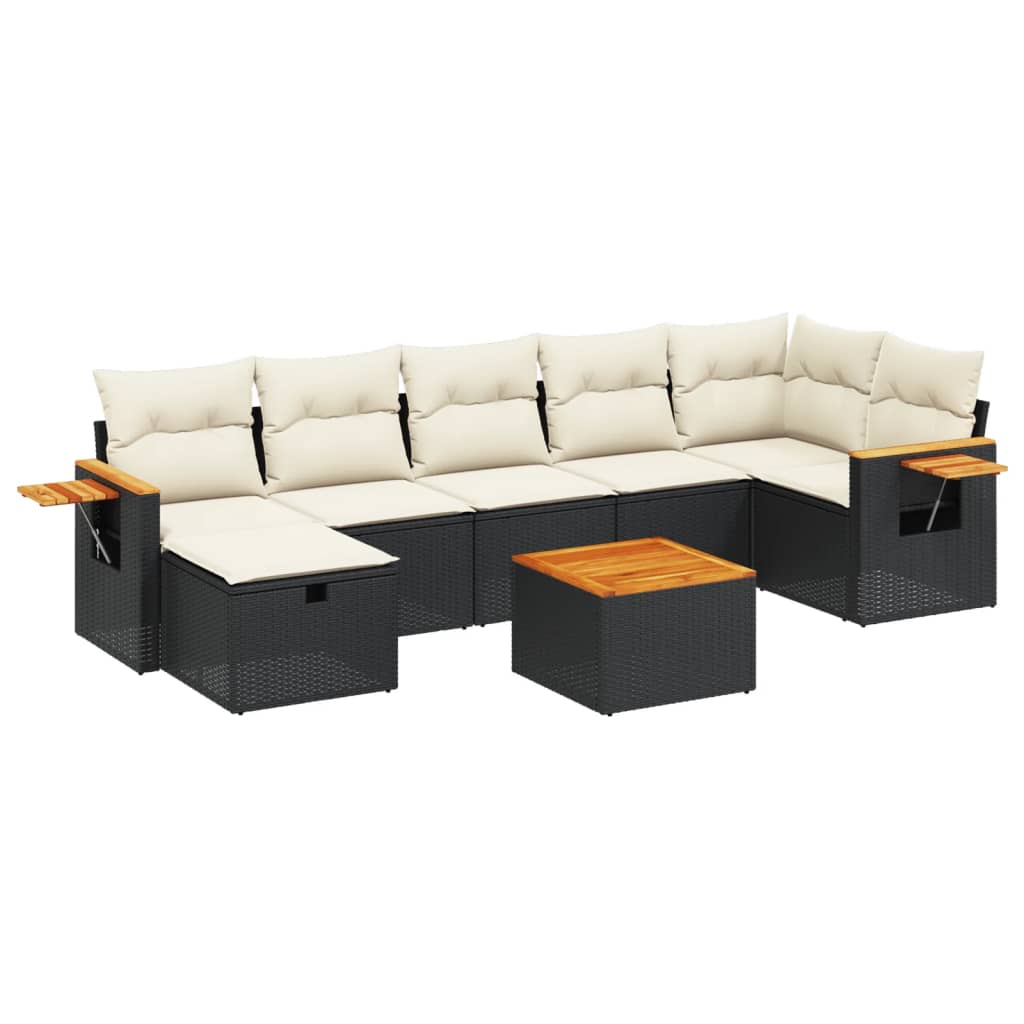 Set Divani da Giardino con Cuscini 8 pz Nero in Polyrattan 3265536