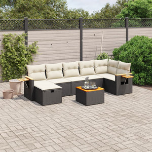 Set Divani da Giardino con Cuscini 8 pz Nero in Polyrattan 3265536