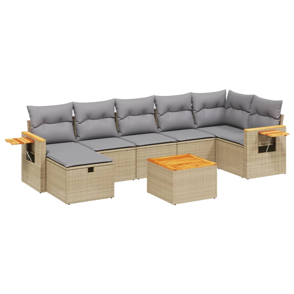 Set Divano da Giardino 8 pz con Cuscini Beige Misto Polyrattan 3265539