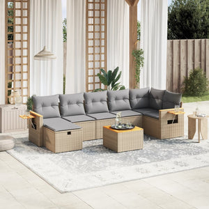 Set Divano da Giardino 8 pz con Cuscini Beige Misto Polyrattan 3265539