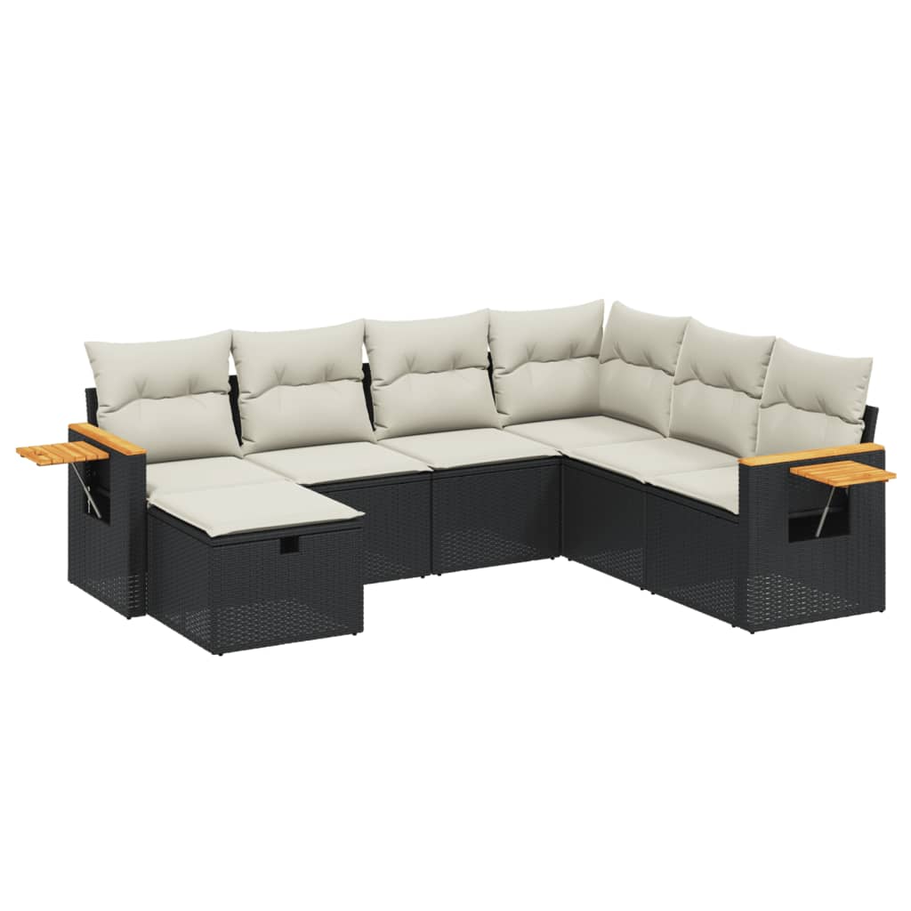 Set Divani da Giardino con Cuscini 7pz Nero Polyrattancod mxl 92240