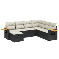 Set Divani da Giardino con Cuscini 7pz Nero Polyrattancod mxl 92240