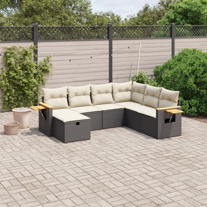 Set Divani da Giardino con Cuscini 7pz Nero Polyrattancod mxl 92240