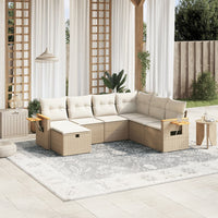 Set Divani da Giardino 7 pz con Cuscini Beige in Polyrattan 3265545