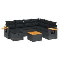 Set Divani da Giardino con Cuscini 8 pz Nero in Polyrattan 3265549