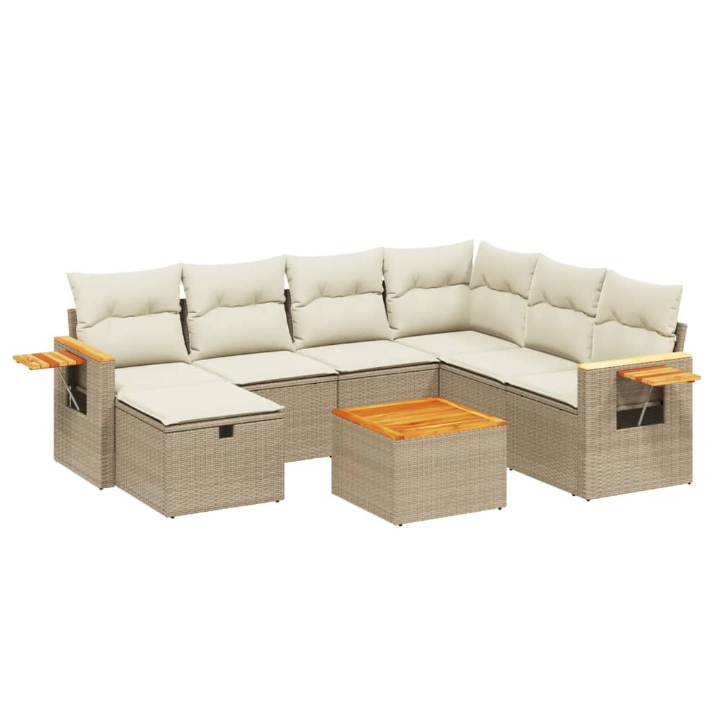 Set Divano da Giardino 8 pz con Cuscini Beige in Polyrattan 3265552