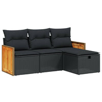 Set Divani da Giardino 4 pz con Cuscini Nero in Polyrattancod mxl 113774