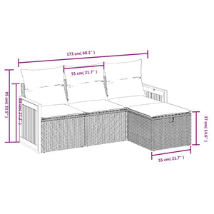 Set Divani da Giardino 4 pz con Cuscini Nero in Polyrattancod mxl 113774