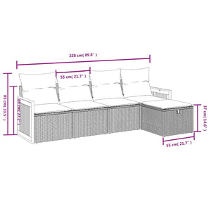 Set Divani da Giardino 5 pz con Cuscini in Polyrattan Nero 3265717