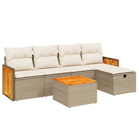 Set Divano da Giardino 6 pz con Cuscini Beige in Polyrattan 3265727