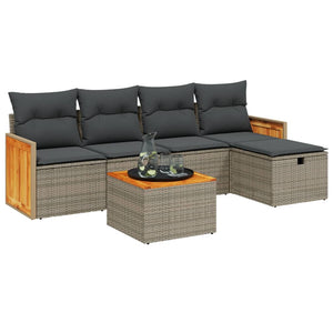 Set Divano da Giardino 6 pz con Cuscini Grigio in Polyrattan 3265729