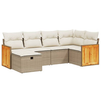 Set Divano da Giardino 6 pz con Cuscini Beige in Polyrattan 3265734