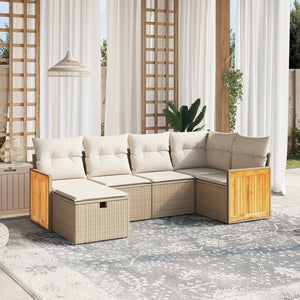 Set Divano da Giardino 6 pz con Cuscini Beige in Polyrattan 3265734