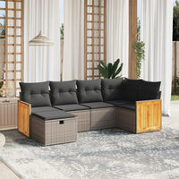 Set Divano da Giardino 6 pz con Cuscini Grigio in Polyrattancod mxl 116713