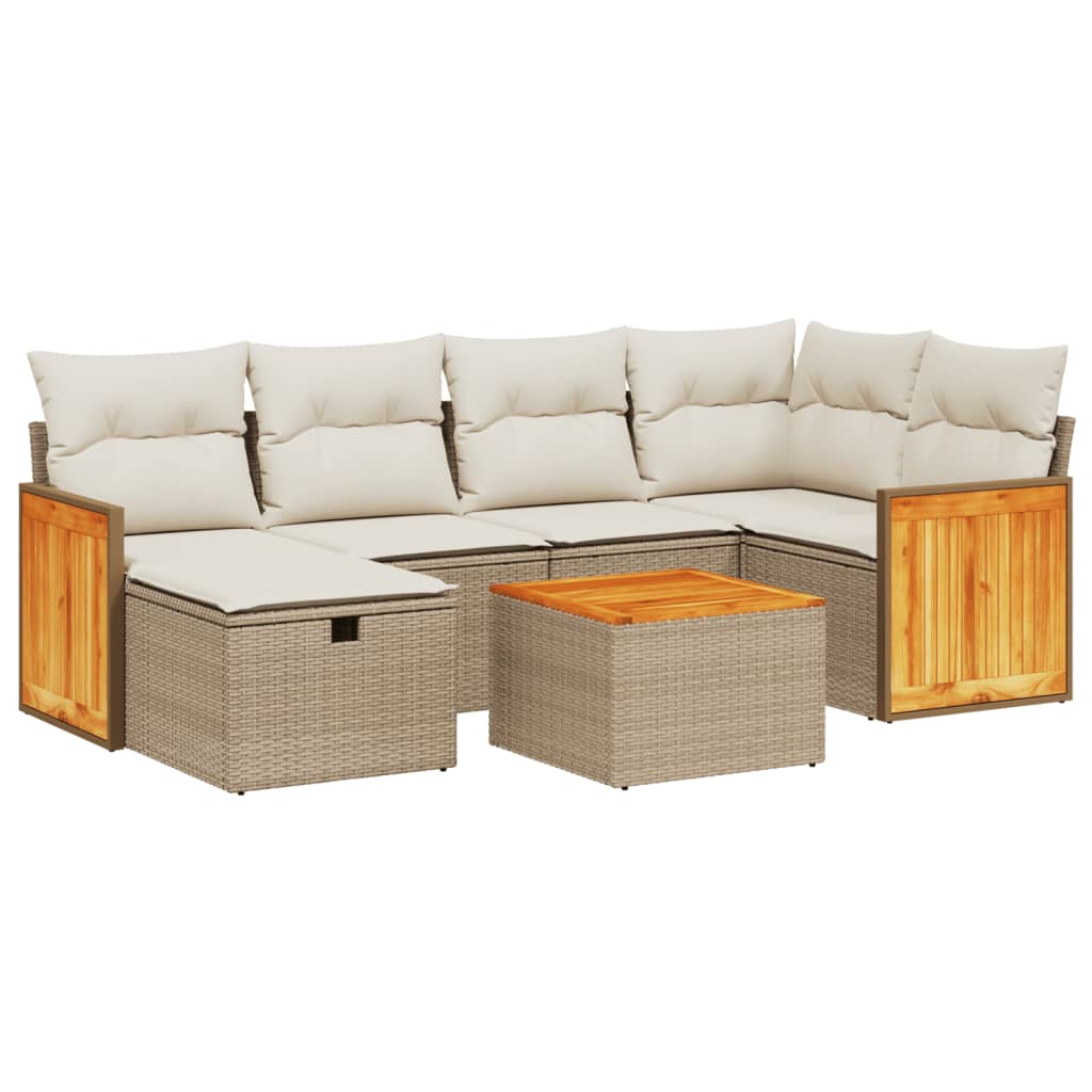 Set Divani da Giardino 7 pz con Cuscini Beige in Polyrattancod mxl 113777