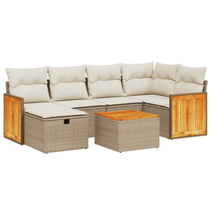 Set Divani da Giardino 7 pz con Cuscini Beige in Polyrattancod mxl 113777